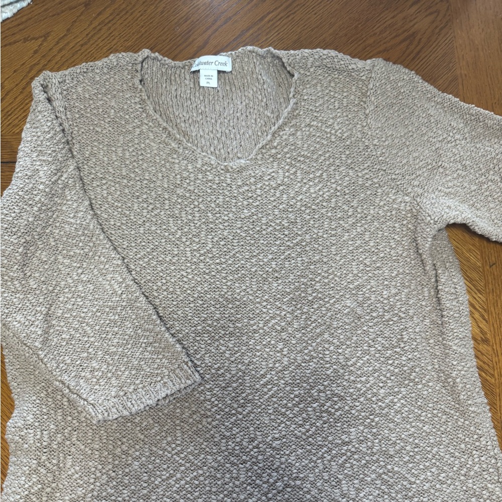Coldwater Creek Textured V-Neck Sweater in Cream